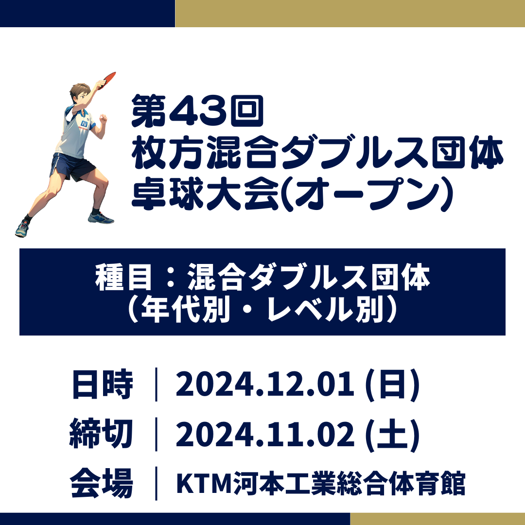 2024/12/01 第43回枚方（オープン）混合ダブルス団体卓球大会