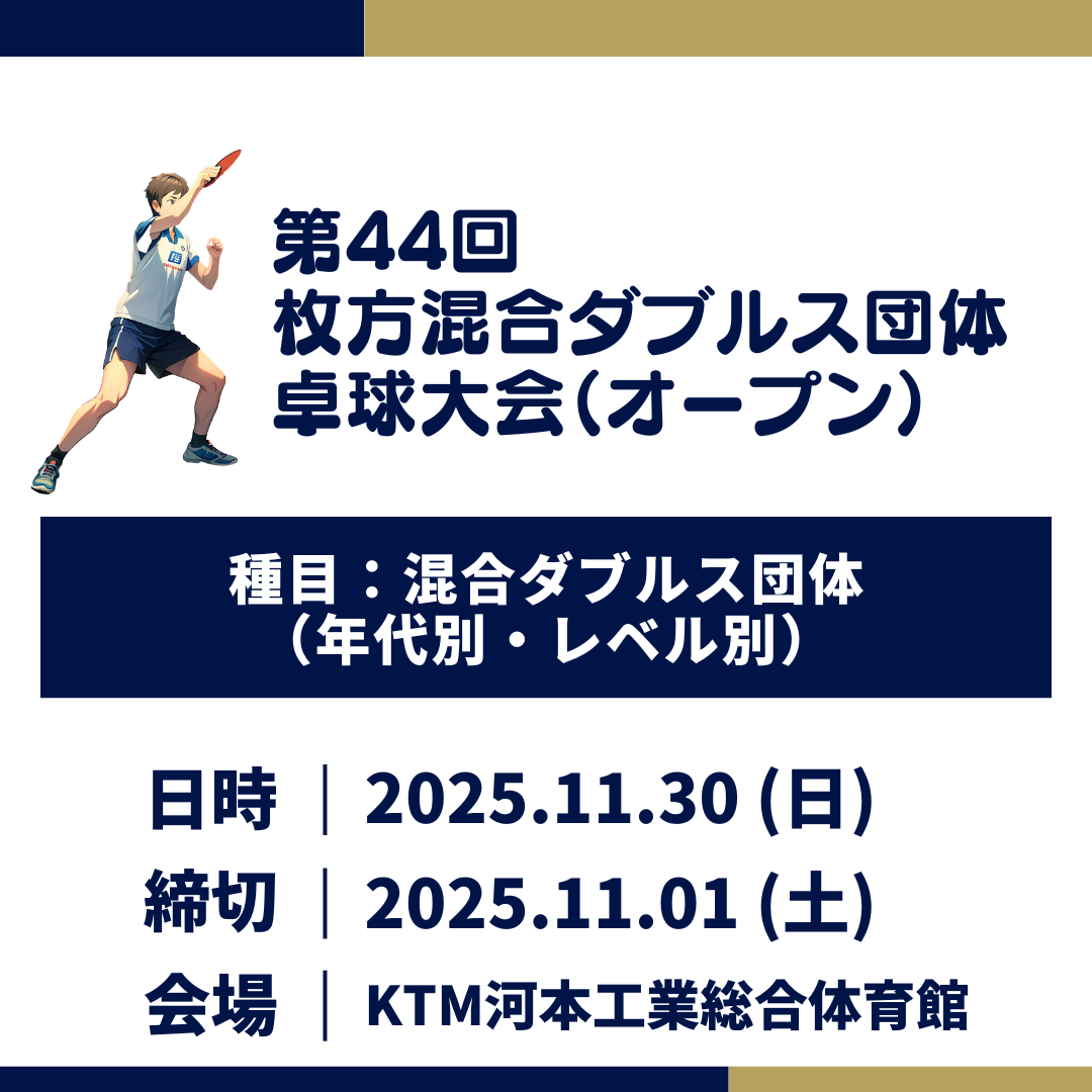 2025/11/30 第44回枚方（オープン）混合ダブルス団体卓球大会