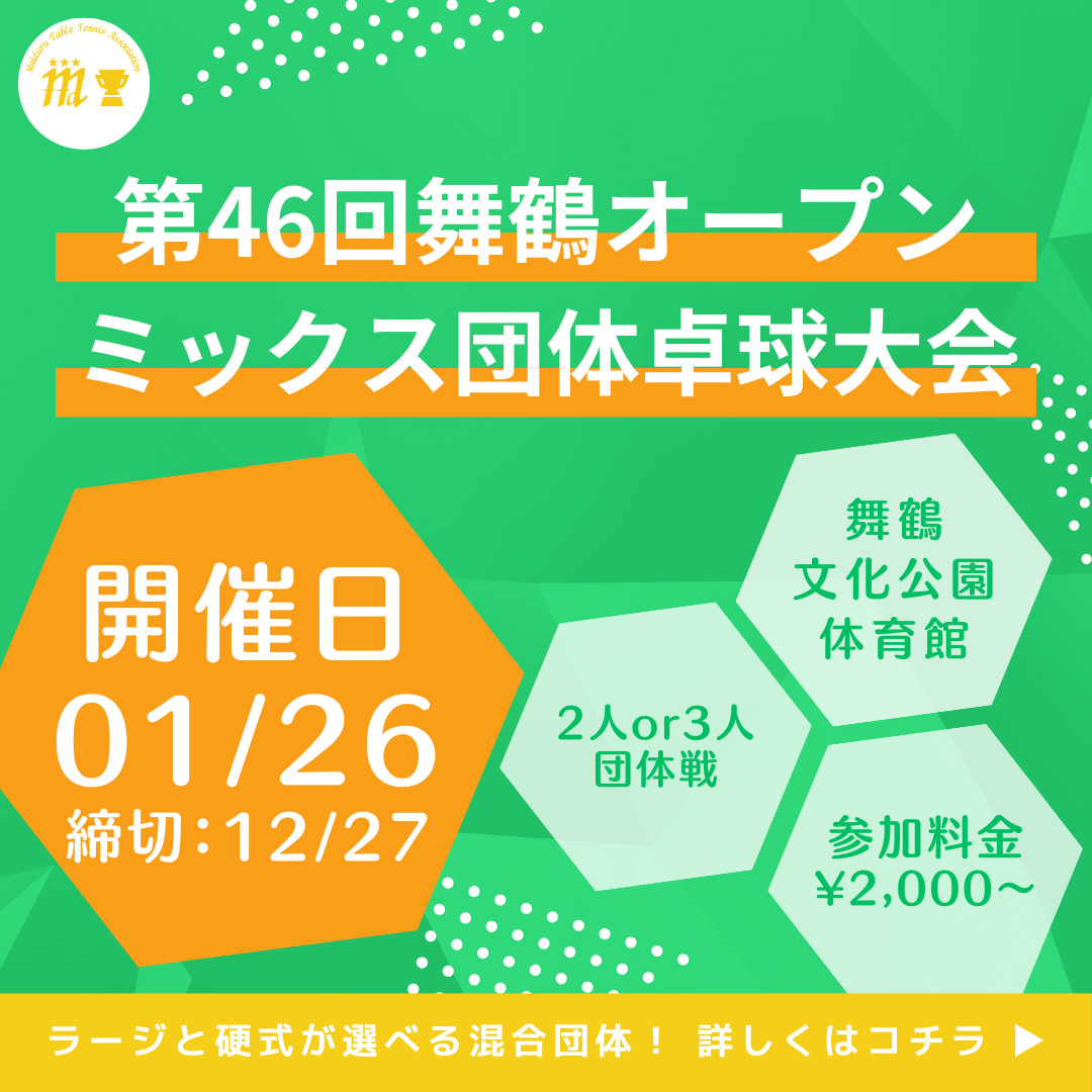 2025/01/26 第46回舞鶴オープンミックス団体卓球大会