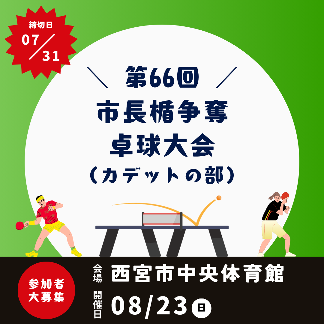 2026/08/23 第66回 市長楯争奪卓球大会（カデットの部）